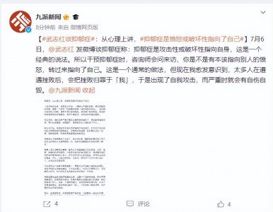 ​武志红谈抑郁症：从心理上讲，抑郁症是愤怒或破坏性指向了自己